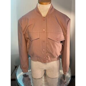 BLANKNYC Women's Twill Bomber Jacket XS GOld Rose Pink